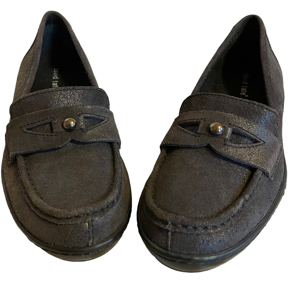 David Tate Leather Suede Slip-on Loafer Gun Metal Gray Comfort Woman’s Size 6 DT